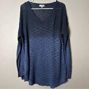 Umgee Ladies Lightweight Knit Vneck Ombre Sweater, Large